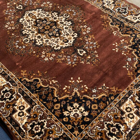 60's MOSSUL Brown Floral UNUSED Rya Rug Mid Century Modern - Picture 5 of 6